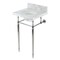 Kingston Brass 19 Carrara Marble Console Sink with Brass Legs 4 Faucet Drillings, Marble WhitePolished Nickel KVPB1917M346ST - alternate 1